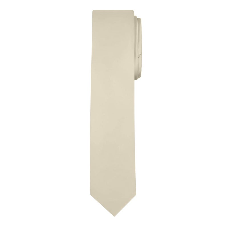 Jacob Alexander Men's Skinny Width 2" Solid Color Tie - Champagne - Image 1